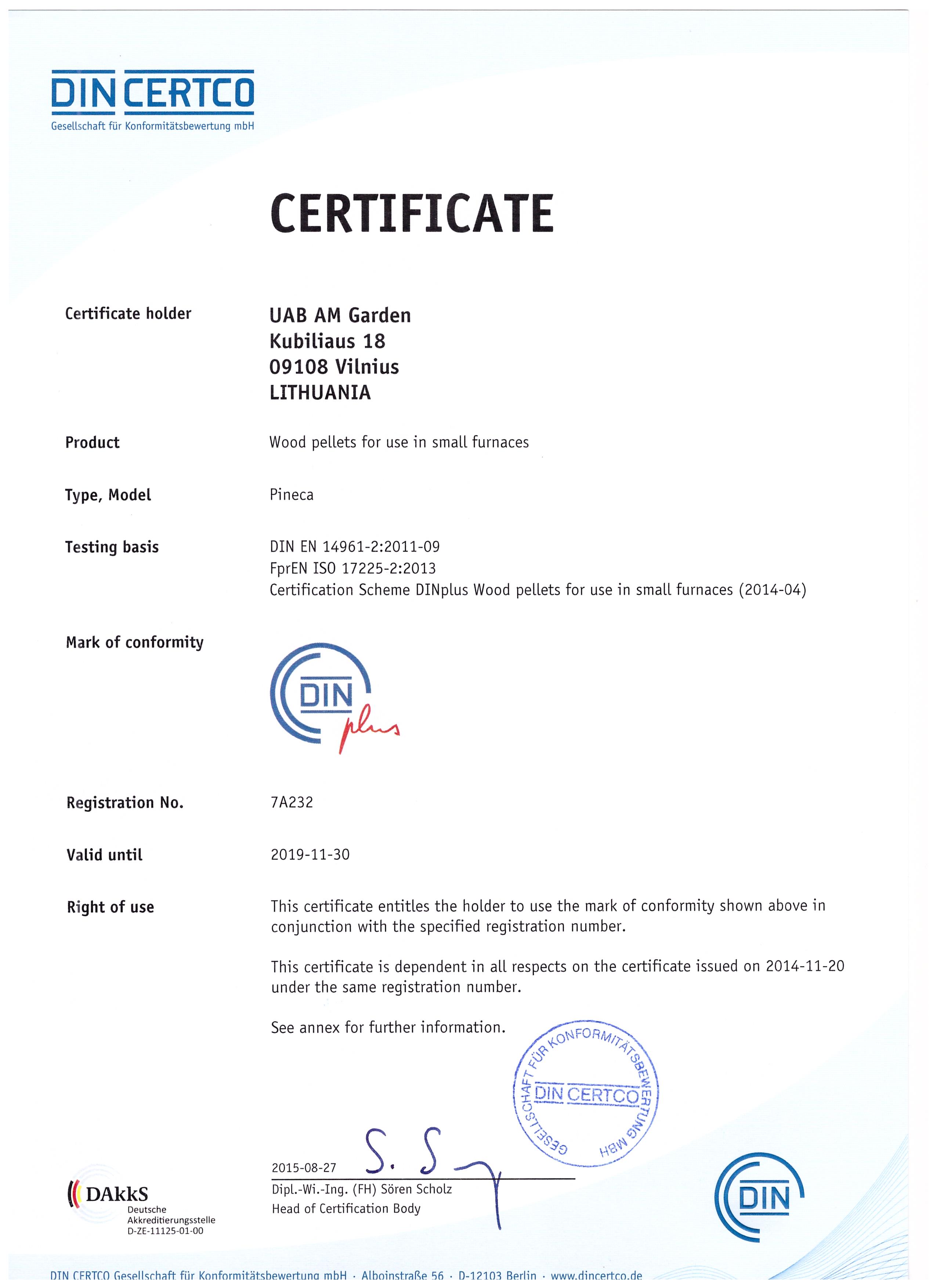 DIN PLUS Certificate
